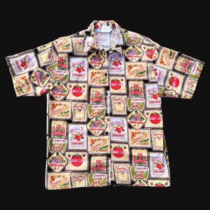 🍒 Seasons Sportswear vintage cherry graphic button down tee 🍒